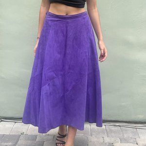 Vere Pelle Vintage Suede Midi Skirt in purple